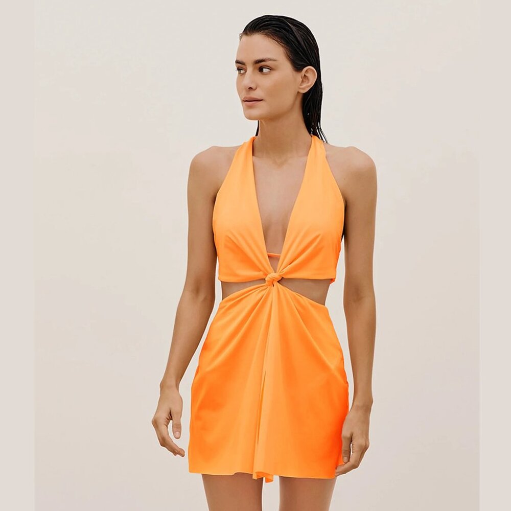 VIX PaulaHermanNY Tracy Short Cover Up Orange Size M